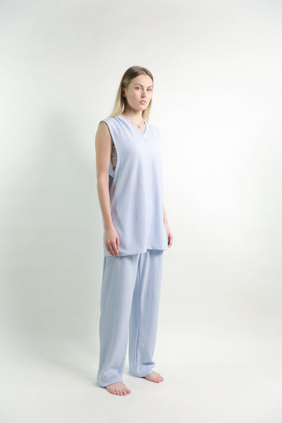 SS22 Baby Blue Pleated Tank Top