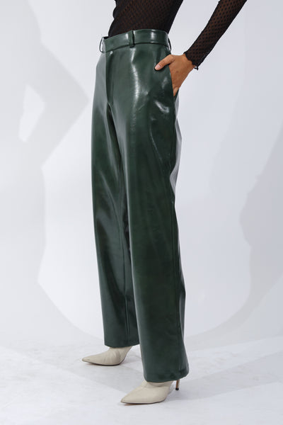 F/W20 Green Vegan Leather Trousers