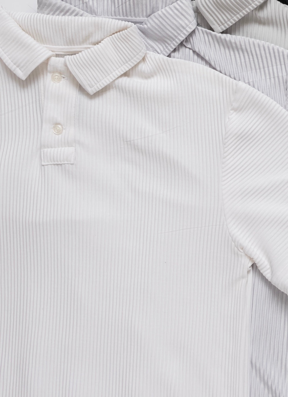 White Pleated Polo Shirt