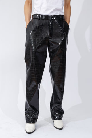 F/W20 Vegan Croc-Leather Trousers