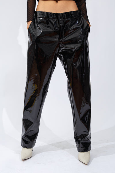 F/W20 Black Patent-Leather Trouser