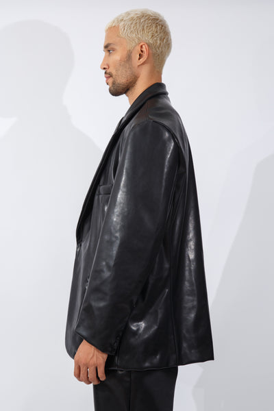 F/W20 Black Vegan Leather Blazer